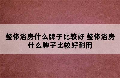 整体浴房什么牌子比较好 整体浴房什么牌子比较好耐用